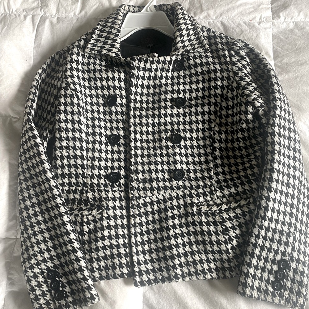 B&W Patterned Pea Coat, BEBE, Size L